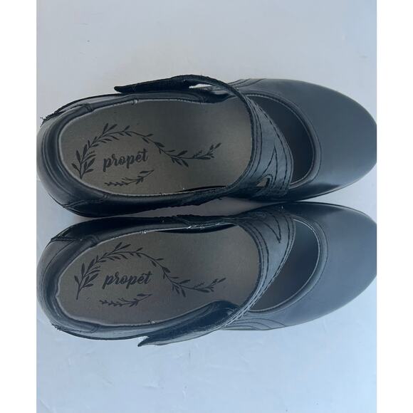 Propet Yara Mary Jane Black Leather Velcro Close Comfort Platform Wedge Shoe 8.5 - Picture 10 of 11